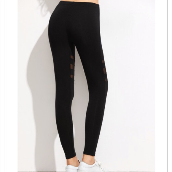 BLACK MESH INSERT LEGGING- Legging - Picture 3 of 5